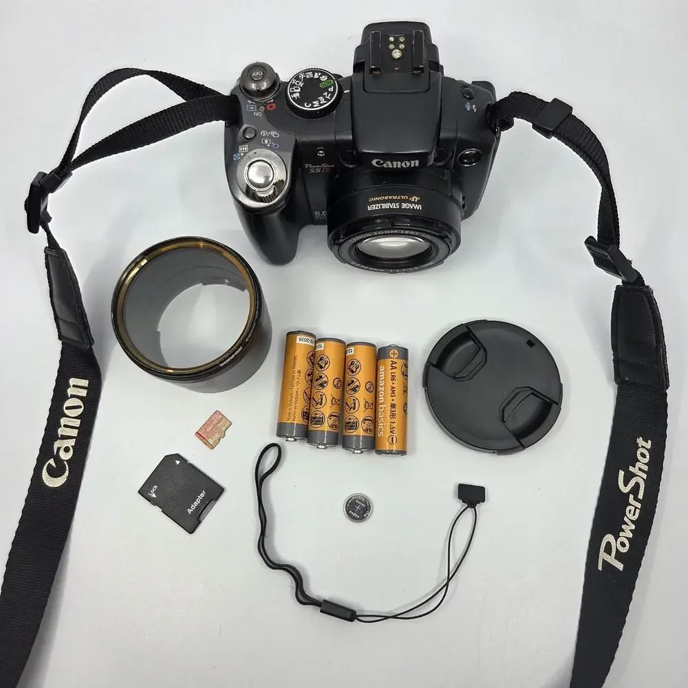Canon PowerShot S5 IS 8MP 12x Camera LA-DC58E Adapter UV Filter Tested/Working